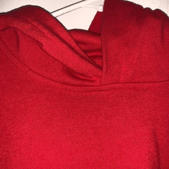 Red Ninth Hall Hoodie With Yellow & Navy Sleeve Stripes Cotton-Polyester Blend M - Picture 7 of 9